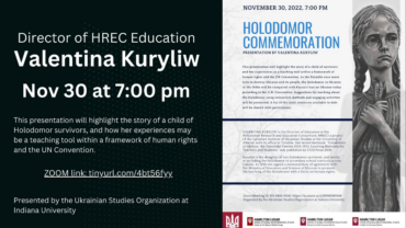 Holodomor Commemoration Presentation at Indiana University