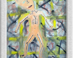 This painting depicts a naked emaciated body of a child. From: St. Sofia School